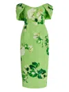 Monique Lhuillier Floral-print Midi Dress In Green