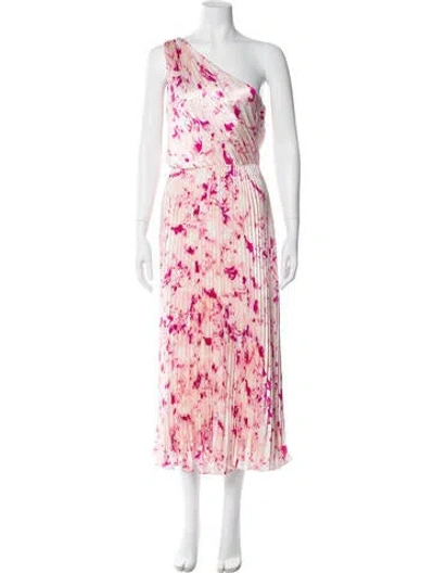 Pre-owned Monique Lhuillier Floral Print Midi Length Dress In Pink
