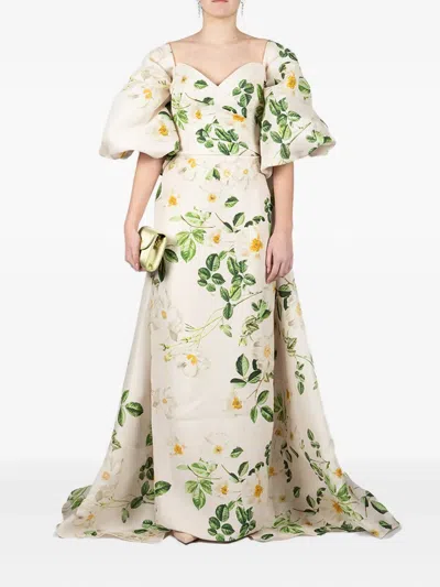 Monique Lhuillier Floral-print Silk Dress