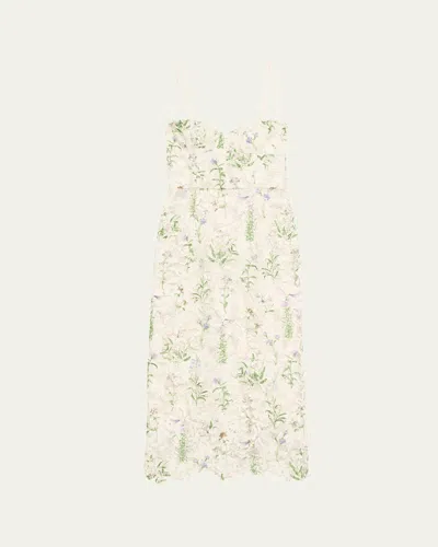 Monique Lhuillier Floral Printed Lace Corseted Dress In Neutral