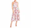 Monique Lhuillier Floral Hammered Satin Midi-dress In Multi