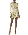 Monique Lhuillier Floral Silk-blend Mini Dress In Multi