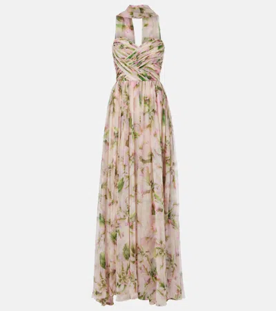 Monique Lhuillier Floral Silk Chiffon Gown In Multi