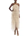 Monique Lhuillier Halter Neck Tiered Dotted Cocktail Dress In Multi