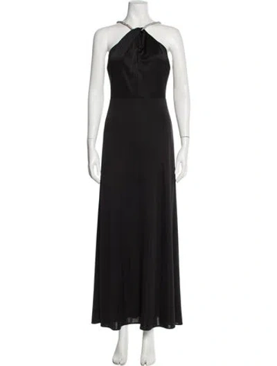 Pre-owned Monique Lhuillier Halterneck Long Dress In Black