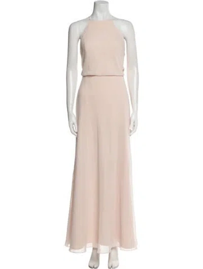 Pre-owned Monique Lhuillier Halterneck Long Dress In Neutral