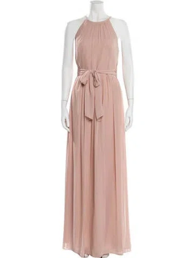 Pre-owned Monique Lhuillier Halterneck Long Dress In Pink