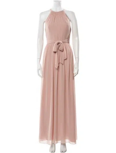 Pre-owned Monique Lhuillier Halterneck Long Dress In Pink