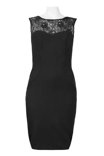 Monique Lhuillier Illusion Neck Cocktail Dress In Black