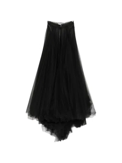 Monique Lhuillier Illusion Tulle Overlay Skirt In Black