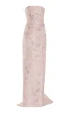 Monique Lhuillier Jacquard Column Gown In White