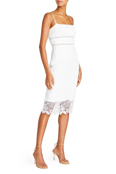 Monique Lhuillier Lace Midi Dress In Ivory In White