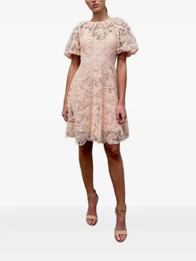 Monique Lhuillier Lace Mini Dress In Pink