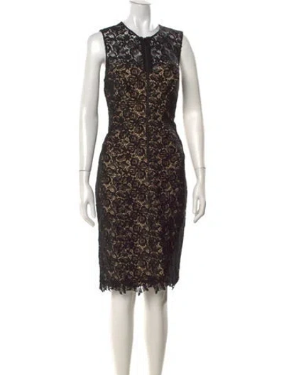 Pre-owned Monique Lhuillier Lace Pattern Knee-length Dress
