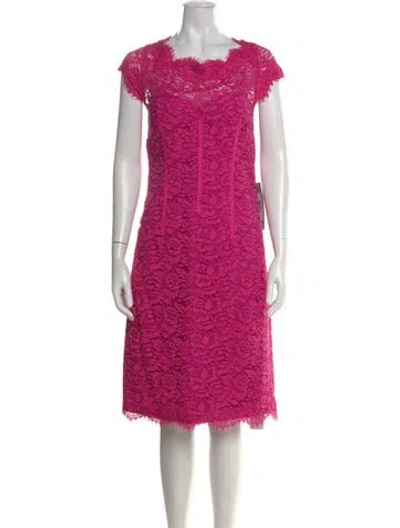 Pre-owned Monique Lhuillier Lace Pattern Knee-length Dress W/ Tags In Pink