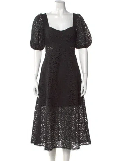 Pre-owned Monique Lhuillier Lace Pattern Long Dress In Black