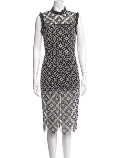 Pre-owned Monique Lhuillier Lace Pattern Midi Length Dress In Multi
