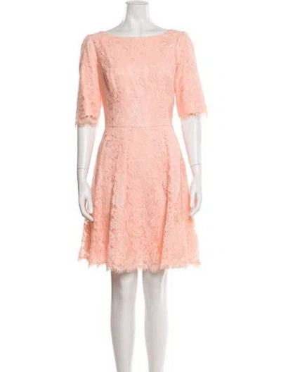 Pre-owned Monique Lhuillier Lace Pattern Mini Dress In Pink