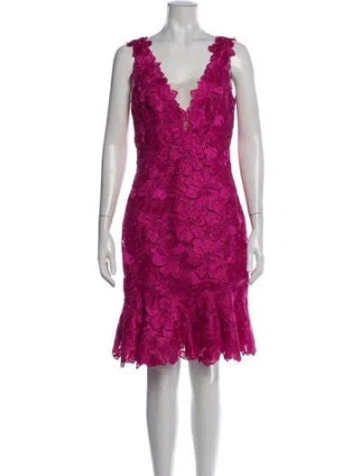 Pre-owned Monique Lhuillier Lace Pattern Mini Dress In Pink