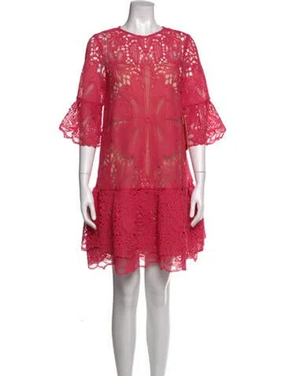 Pre-owned Monique Lhuillier Lace Pattern Mini Dress W/ Tags In Pink