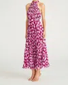 MONIQUE LHUILLIER LAUREN CHIFFON MIDI DRESS IN FLORAL SHADOW