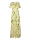 Monique Lhuillier Lemon-print Short-sleeve Gown In Yellow