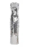 Monique Lhuillier Mirror-embellished Tulle Midi Dress In Silver
