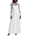 Monique Lhuillier ml  Embroidered Tulle Lace Maxi Dress In White