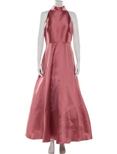 Pre-owned Monique Lhuillier Mock Neck Long Dress In Pink