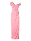 Monique Lhuillier Off-shoulder Draped Gown In Pink