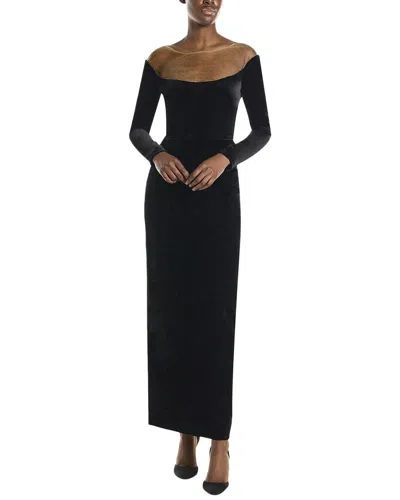 MONIQUE LHUILLIER MONIQUE LHUILLIER OFF THE SHOULDER SILK-BLEND COLUMN GOWN