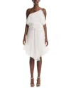 Monique Lhuillier One-shoulder Spaghetti Strap Cocktail Dress In White