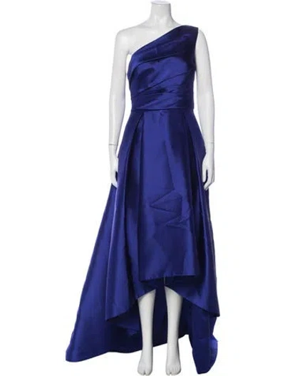 Pre-owned Monique Lhuillier One-shoulder Long Dress In Purple