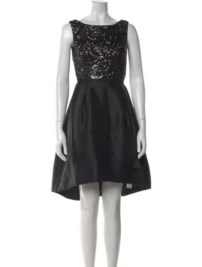 Pre-owned Monique Lhuillier Patterned Knee-length Dress In Black