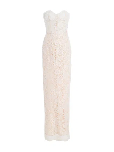 Monique Lhuillier Peony Lace Dress In White