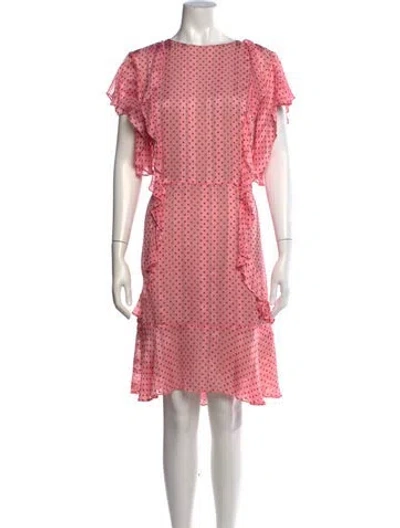 Pre-owned Monique Lhuillier Polka Dot Print Midi Length Dress In Pink