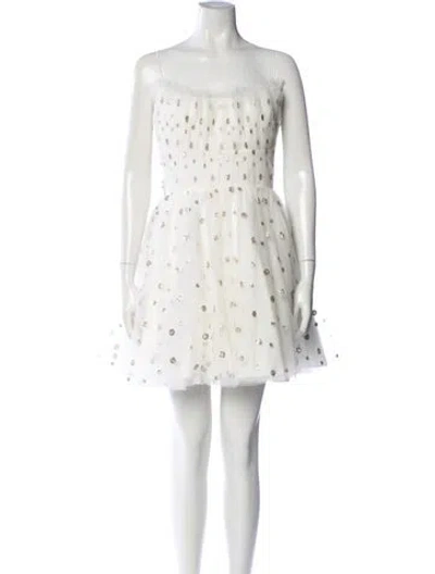 Pre-owned Monique Lhuillier Polka Dot Print Mini Dress In Neutral