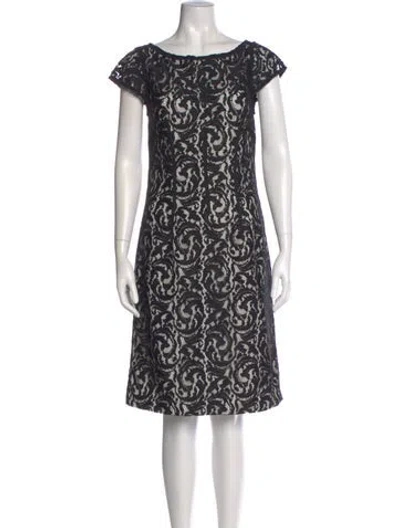 Pre-owned Monique Lhuillier Printed Knee-length Dress In Gray