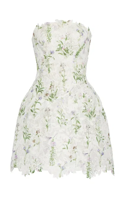 Monique Lhuillier Printed Lace Mini Dress In Floral