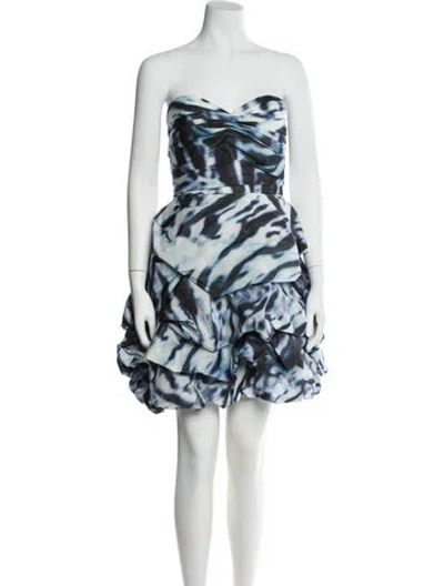 Pre-owned Monique Lhuillier Printed Mini Dress In Multi