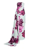 Monique Lhuillier Printed Silk Column Gown