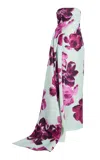 Monique Lhuillier Printed Silk Column Gown