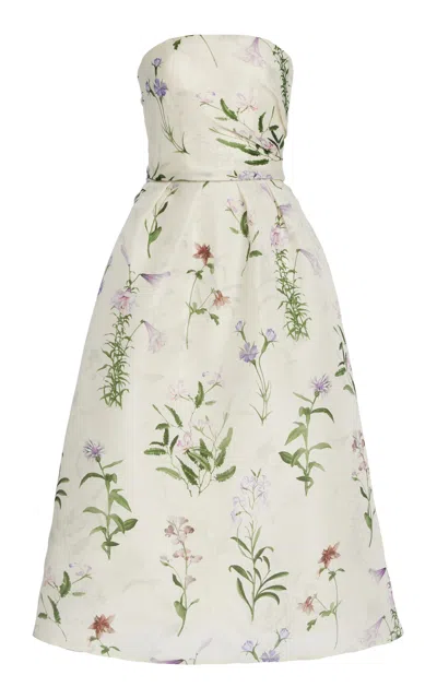 Monique Lhuillier Printed Silk Midi Dress In Floral