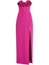 Monique Lhuillier Rose-appliqué Gown In Rosa