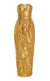Monique Lhuillier Rose-jacquard Lamé Maxi Dress
