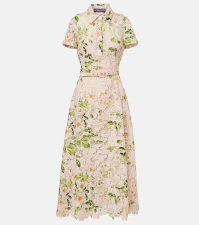 Monique Lhuillier Rose Printed Shirt Dress In Bellini Multi