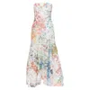 Monique Lhuillier Runway Scribble Print Lace Lace Strapless Midi Dress In White