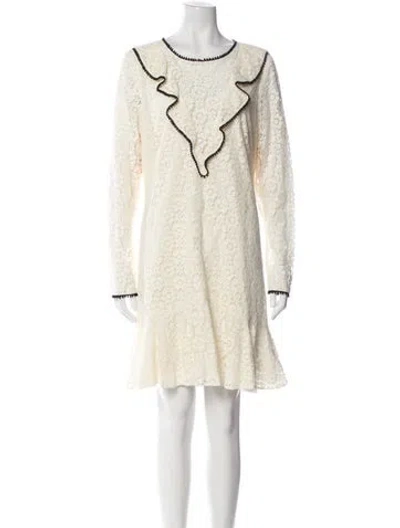 Pre-owned Monique Lhuillier Scoop Neck Mini Dress In Neutral