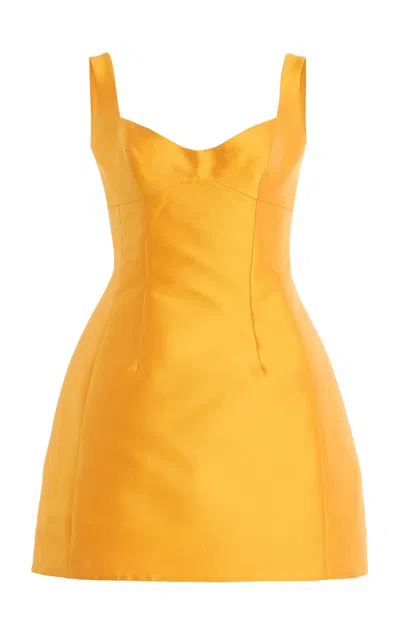Monique Lhuillier Scoop Neck Sculpted Mini Dress In Brown