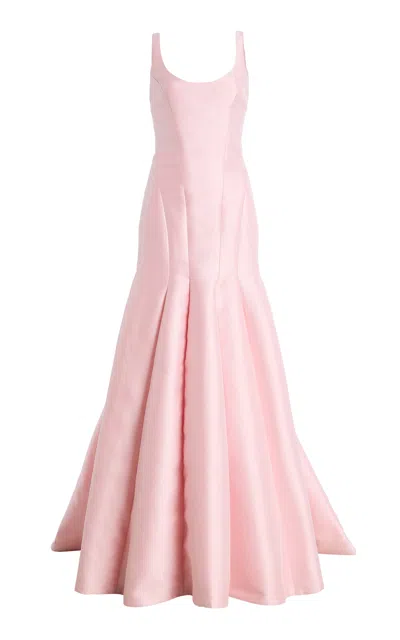 Monique Lhuillier Scoop Neck Trumpet Gown In Pink